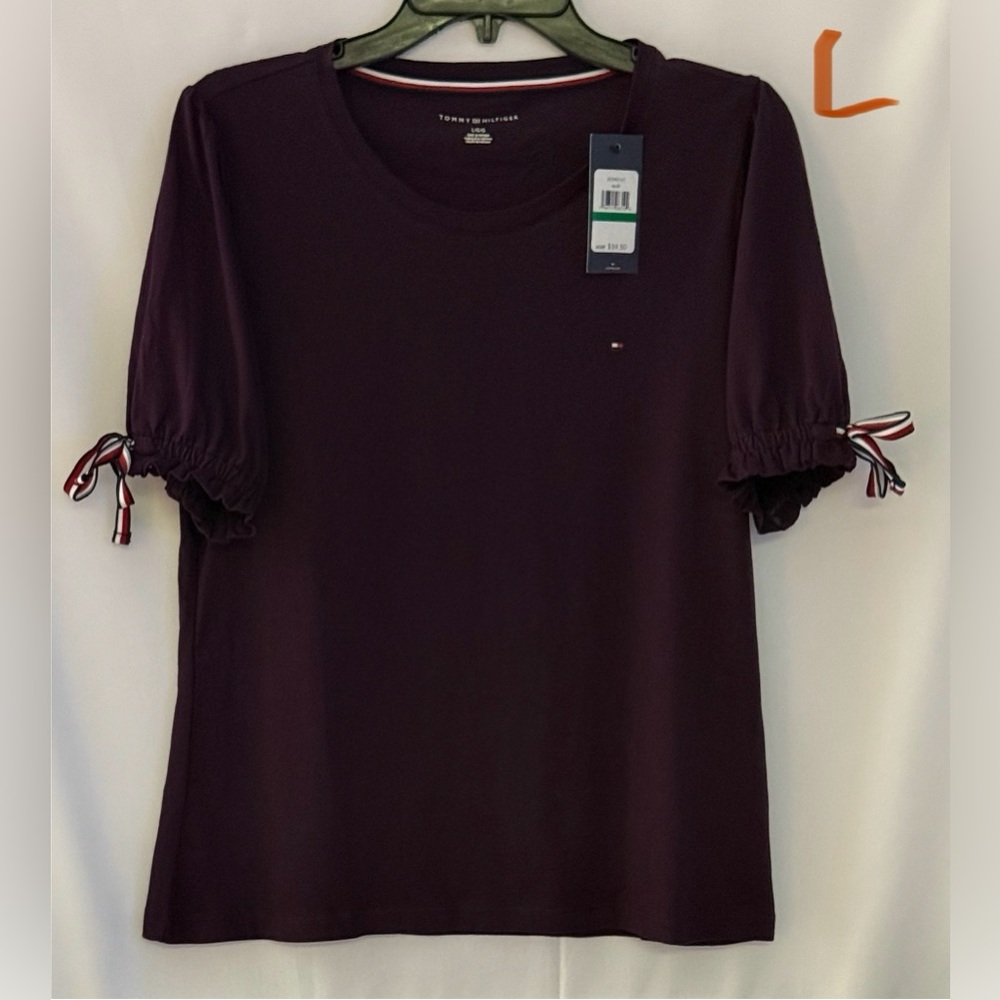 Tommy Hilfiger Women's Dark Purple Short Sleeve Top